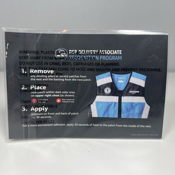 Amazon Delivery Anniversary Milestone Patch 1 Year Of Service Rare! NEW - Picture 2 of 2